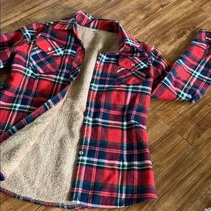 Fur-lined Plaid Flannel Shirt